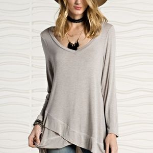 Womens sz S EASEL Taupe/Gray Comfy Tunic